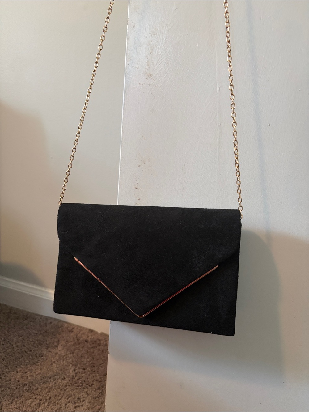 Black Envelope Chain Shoulder Bag - Unbranded